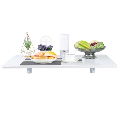 Wall Mounted Folding Table with Heavy-Duty Bracket, Stable and Durable 
