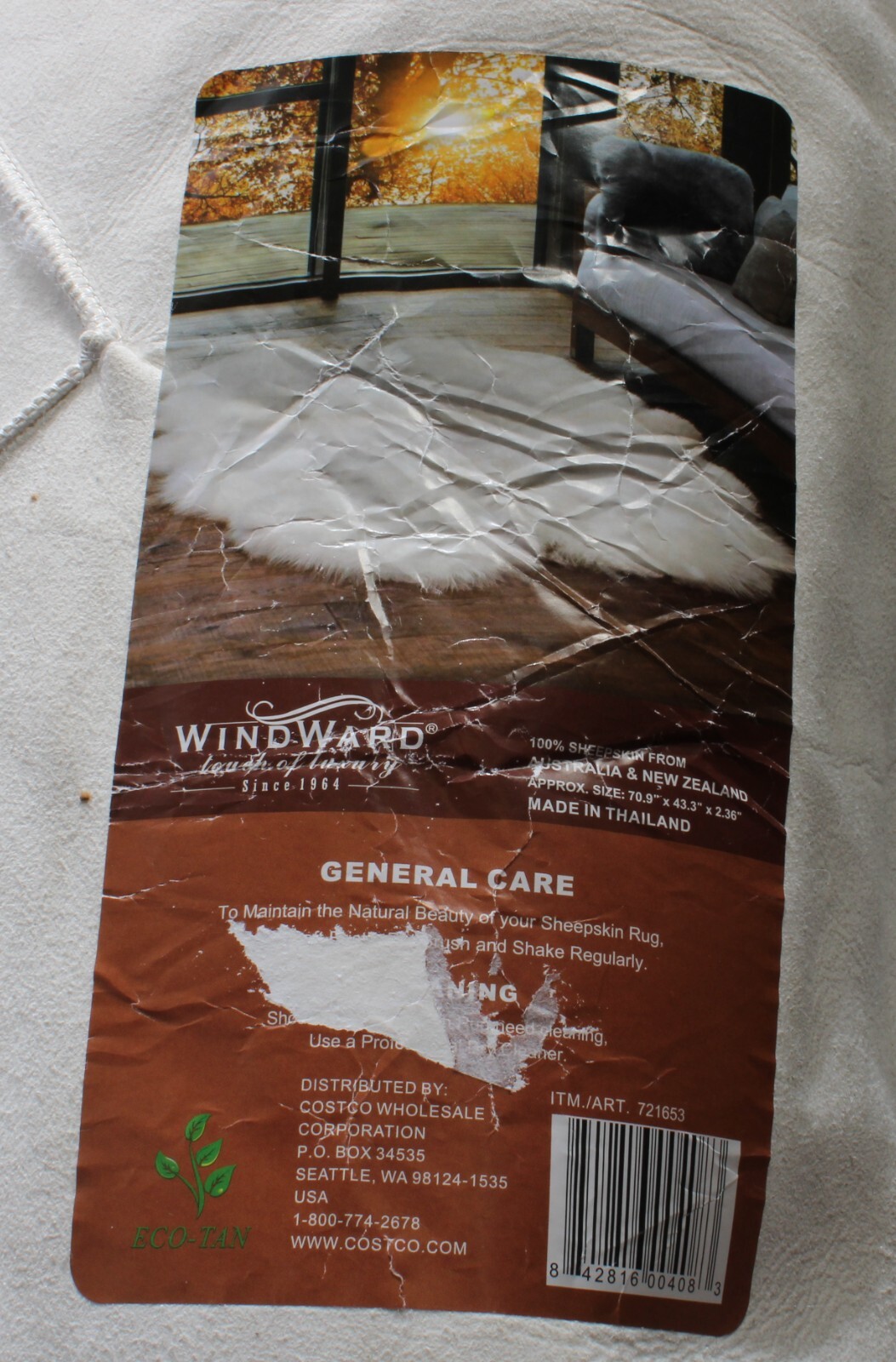 Windward 100 Genuine Sheepskin Rug Collection, White 70.9" x 43.3" X 2