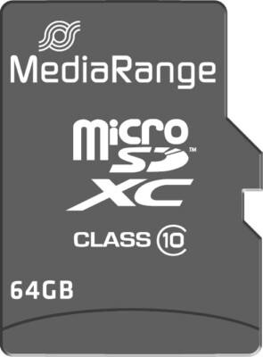 MediaRange microSDXC Speicherkarte 64 GB Klasse 10 SD-Karten Adapter 60 MB/s Les