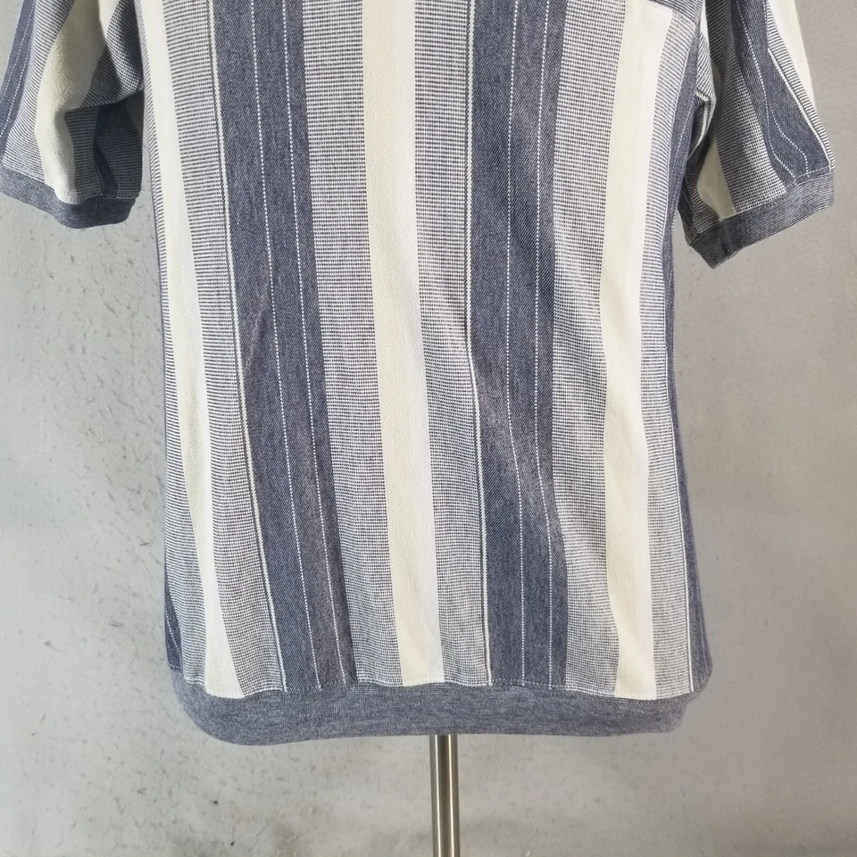 David Taylor Bandas Parte Inferior Polo Hombre Grande Azul Rayas Retro Preppy Foto 3 de 4