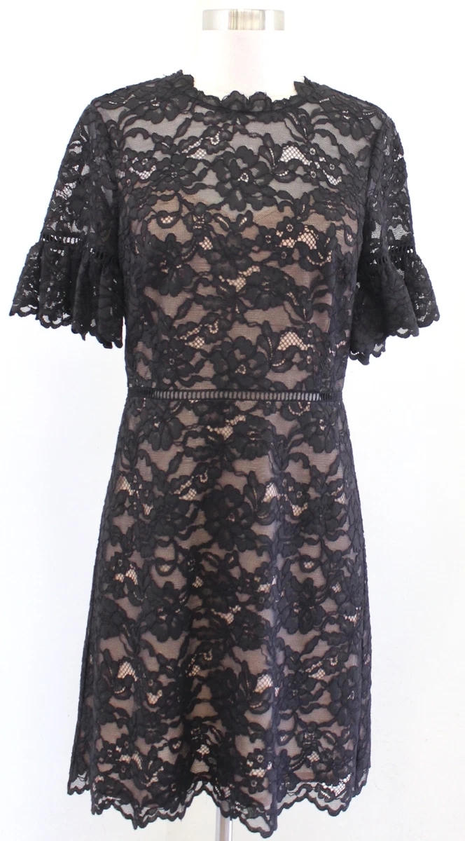 chinese dress ladies Rebecca Taylor Silk Lace Women's Dress Black : 6