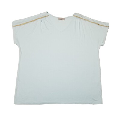 Chicos Zenergy Womens Top Blouse Size 3 (16-18) Light Green Cap Sleeve Vneck New
