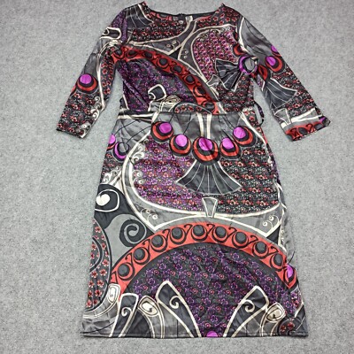 Hallhuber Trend Kleid Größe L Blumenmuster Sheath Knielang Kurzärmel Hergestellt