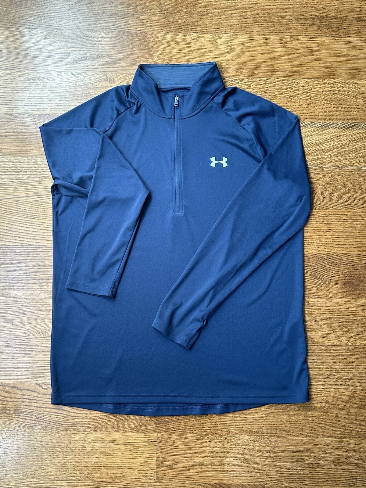 Under Armour Men's Solid Blue Heat Gear Quarter Zip Pullover Size