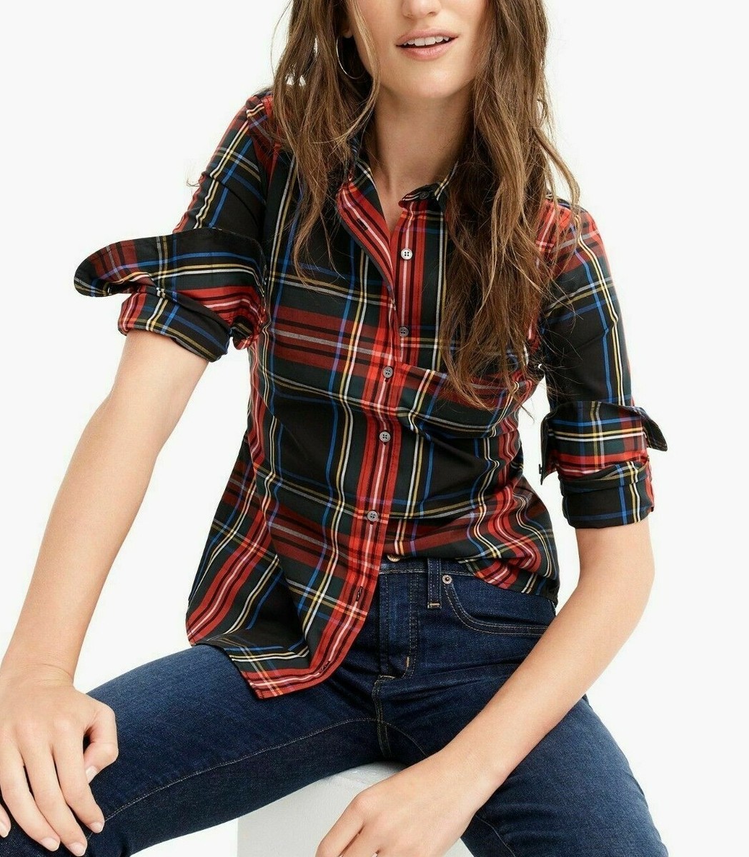 NWT CREW Sz4 CURVY SLIM PERFECT LONG SLEEVE STRETCH SHIRT