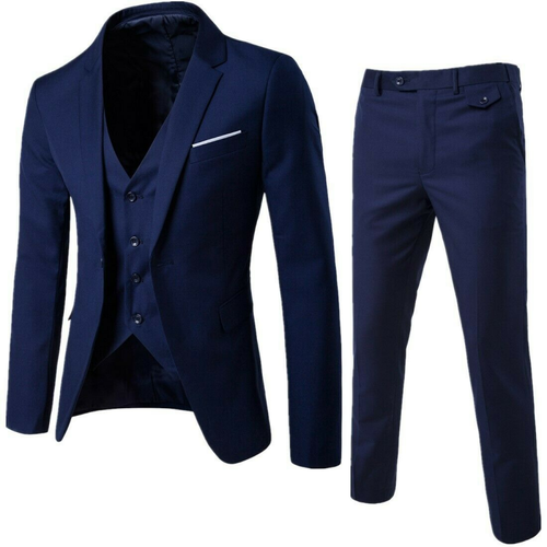 3Pcs / Set Men’s Jacket Business Slim Suit Party Vest & Pants Wedding Blazer - Picture 10 of 17