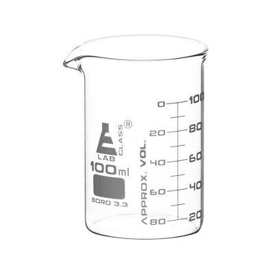 Eisco Labs 100ml Beaker, Low Form, Dual Scale - ASTM - Borosilicate Glass
