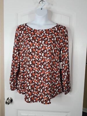NWT Amazon Essentials 2XL Long-sleeve Lightweight Orange/Black Floral...