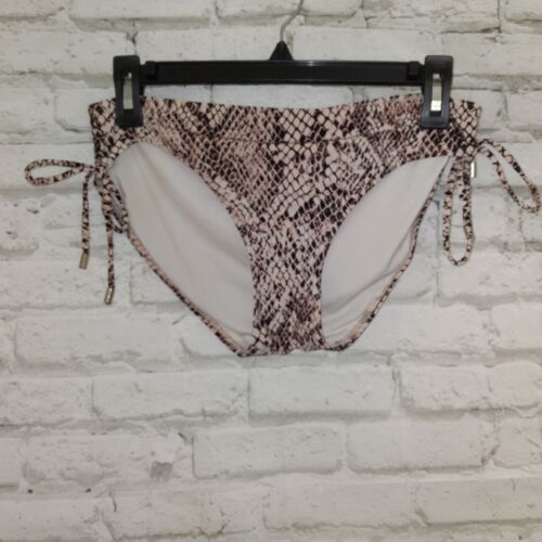 Calvin Klein Bikini Bottom Womens XS Snake Print Ruched Tie Sides Stretchy