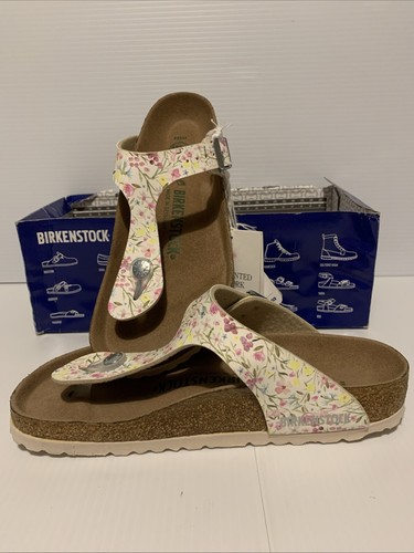 Sandalia Tanga BIRKENSTOCK Gizeh BS Birko Flor VEGANA EE. UU. 5 ACUARELA FLOR BLANCA - Imagen 16 de 22
