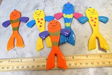 plastic bendable 4 inch figures, 5 cute colorful fish, fun toys for kids