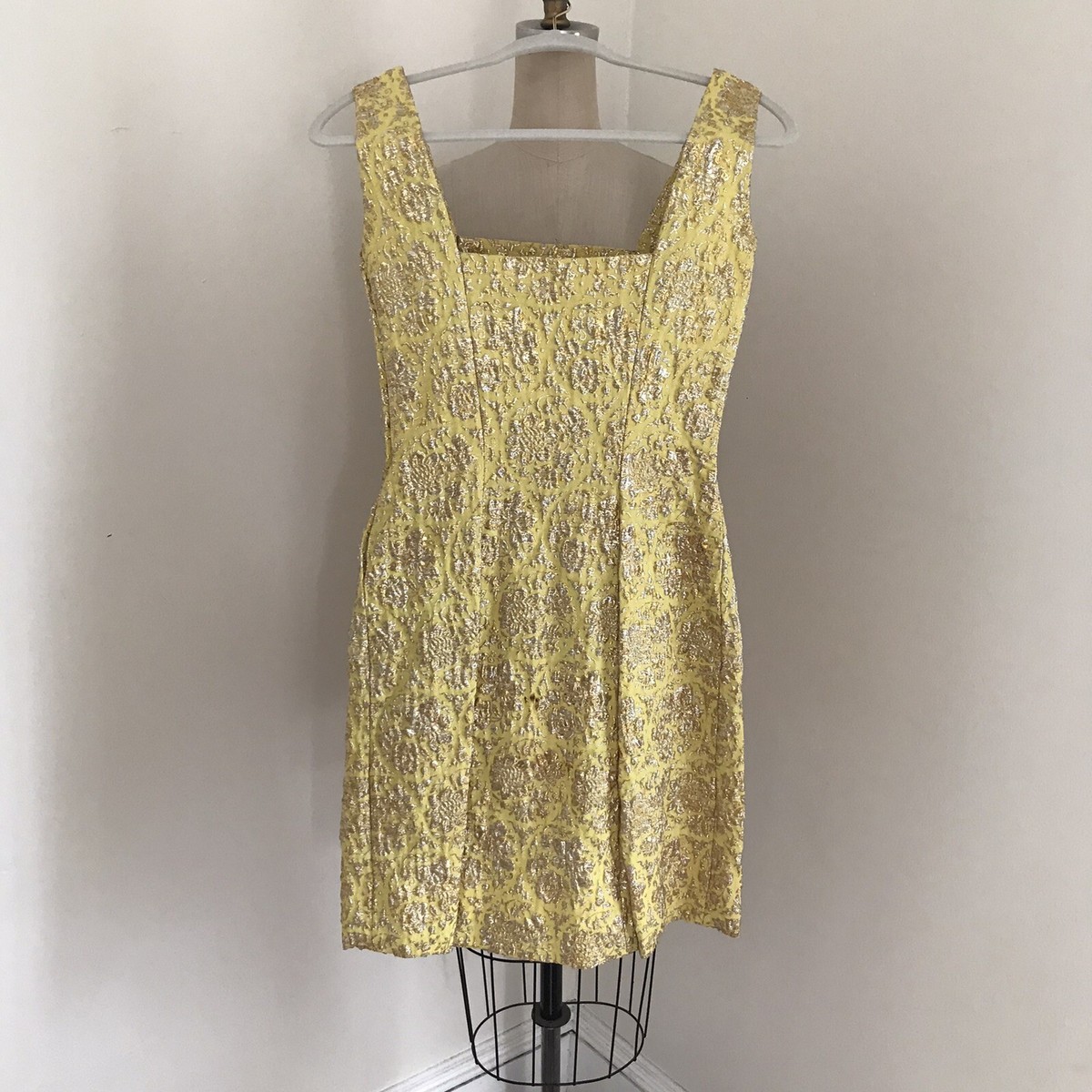 Vintage Brocade Gown Mini Dress Jacket Yellow Gold and silver Metallic  3pcs. XS | eBay