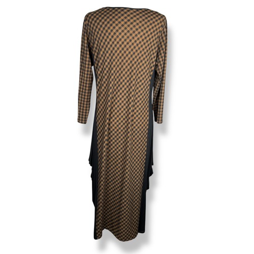 Comfy USA Anna Dress Womens Size L Brown Black Asymmetrical Lagenlook Plaid USA - Picture 2 of 14