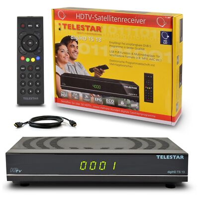 Telestar HD HDTV Digital Sat Receiver TS13 HDMI Kabel Scart DVB-S2 USB PVR ready