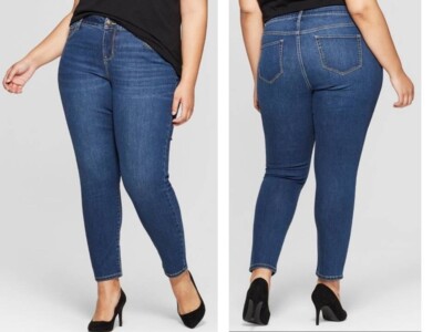 Ava & Viv  Women's Plus Size Skinny Jeans 26W, Dark Medium Wash/KK3LY