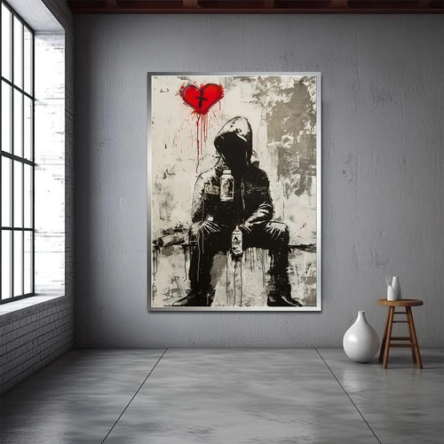 Banksy Money Or Love Wall Art Canvas Unframed Print Art - Picture 3 of 4