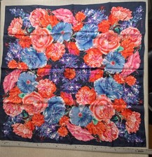 34  Floral Scarf, VTG WOT, Silky And Lovely, Hand Rolled, Designer Elaine Gold
