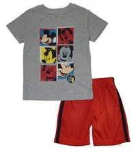Mickey Mouse Boys S/S Gray Moods Top 2pc Short Set Size 2T 3T 4T 4 5 6 7