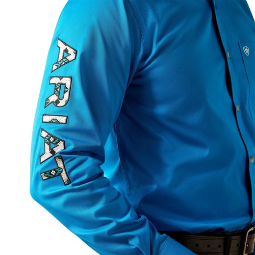 Ariat Men's Team Logo Twill Fitted Blue Shirt -58793 - Picture 4 of 4