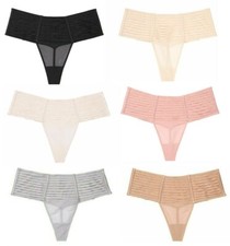 VICTORIAS SECRET LUXE LINGERIE SHEER HIGH WAIST THONG PANTY UNDERWEAR MESH NWT