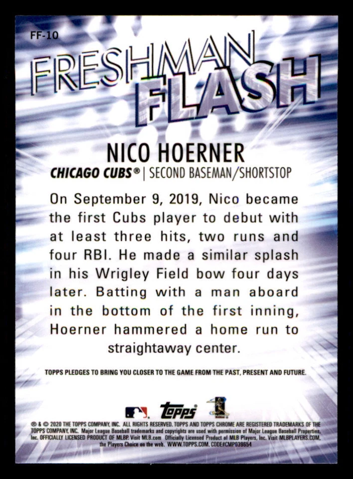 2020 Topps Chrome Freshman Flash #FF10 Nico Hoerner - Image 2 of 2