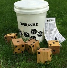 Yardzee Premium Outdoor 6 Cedar Wood Dice Yard Lawn Game Bucket  Burnt Dots