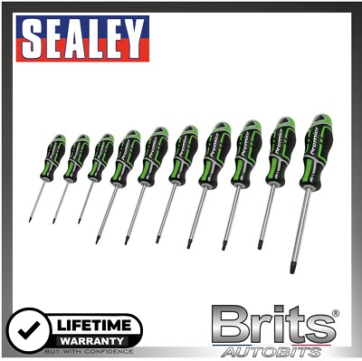 Sealey Tools TORX Premier GripMAX  TRX-Star* Schraubendreher-Set 10-teilig - Hi-Vis grün