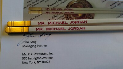 Unique Mr K's chopsticks made for and used by Michael Jordan HOF BASKETBALL GOAT