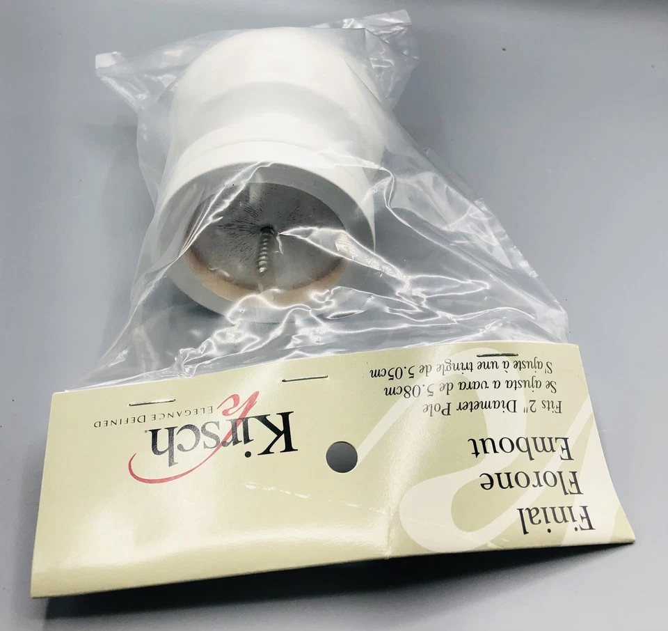 "Embocadura de florón con acabado Kirsch se adapta a cortinas de 2"" poste 5509EG.025 blanco tornillo (1) nuevas" Foto 3 de 4