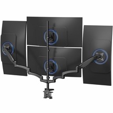 VIVO Black Quad Monitor Mount, 2 Pneumatic Arms  2 Fixed, 4 Screens up to 32"