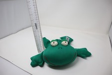 RARE Vintage Russ Berrie Co FRIBBLES Green Plush Frog Bean Pellet Body Stuffed