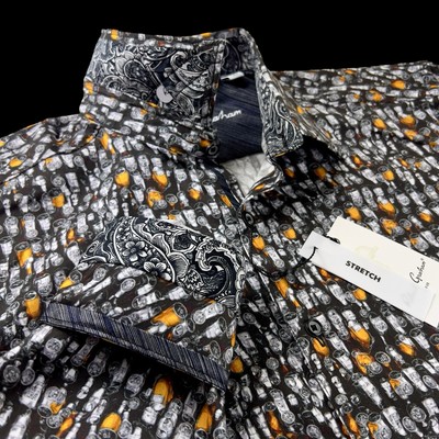 Robert Graham Geometric Paisley Beer Whiskey Bottle Vibrant Shirt XL $228