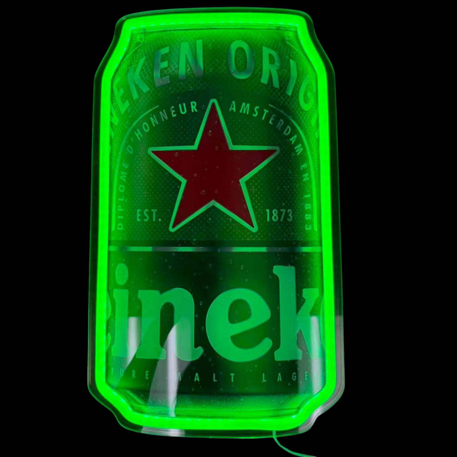 Heineken Beer Can LED Wall Light Neon Sign, 16" x 9" Bar Decor Lamp USB Powered