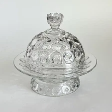 VTG Clear Glass Domed Pedestal Butter Or Cheese Dish Cottagecore