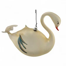 VINTAGE SWAN ORNAMENT | SOFFIERIA DE CARLINI ITALY | HAND-BLOWN GLASS MCM BIRD