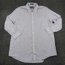 Stafford Essentials Shirt Mens 18 34-35 Purple Check Dress Fitted Long Sleeve