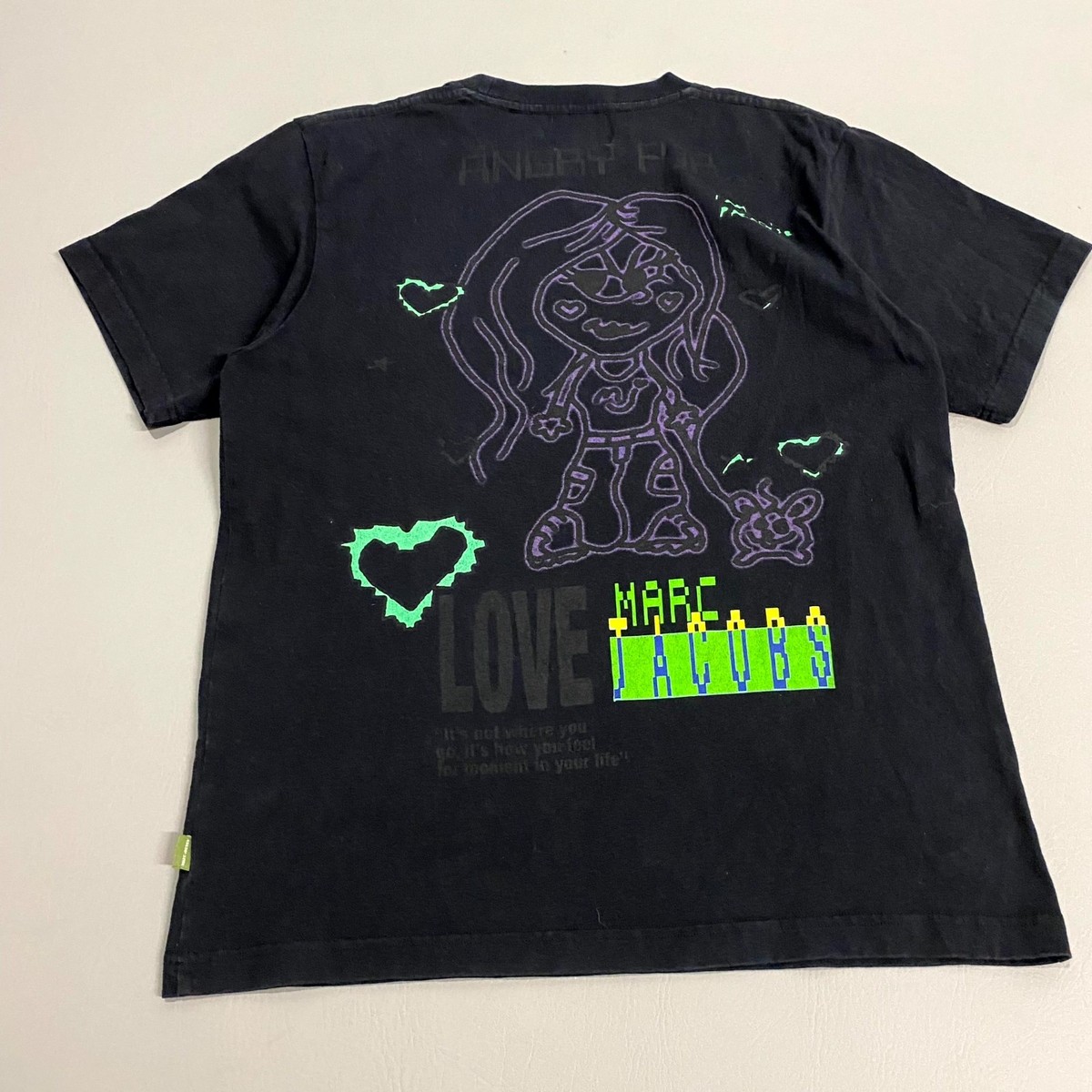 Heaven by Marc Jacobs Tee Shirt Womens Medium Black Angry For Love Heaven by Marc Jacobs Tee Shirt Womens Medium Black Angry For Love
