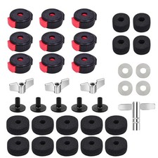 36 PCS Red Cymbal Replacement Accessories Felt Pads Sleeves Wing Nuts Key