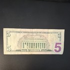 2009 $5 Federal Reserve Note Banknote Lincoln / Lincoln Memorial — photo 2