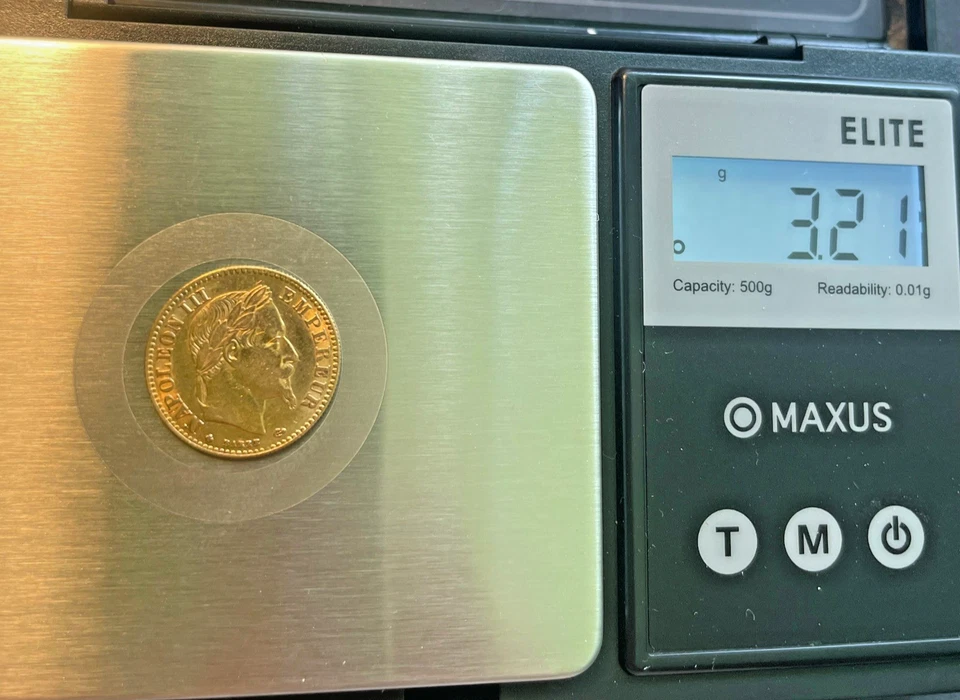 1863 BB Francia Oro 10 Francos Napoleón III Laureado Foto 2 de 4