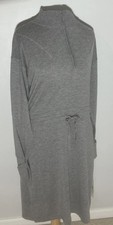 Calvin Klein Women's Gray Long Sleeve Quarter Zip Drawstring Waist Dress Medium