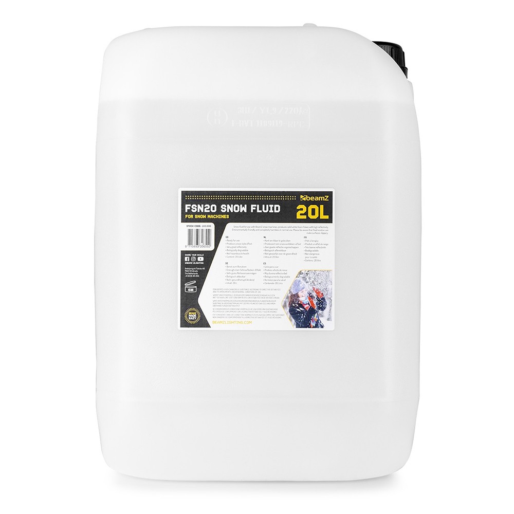Beamz FSN20 Snow Fluid 20L - High Quality Snow Machine Fluid for Events