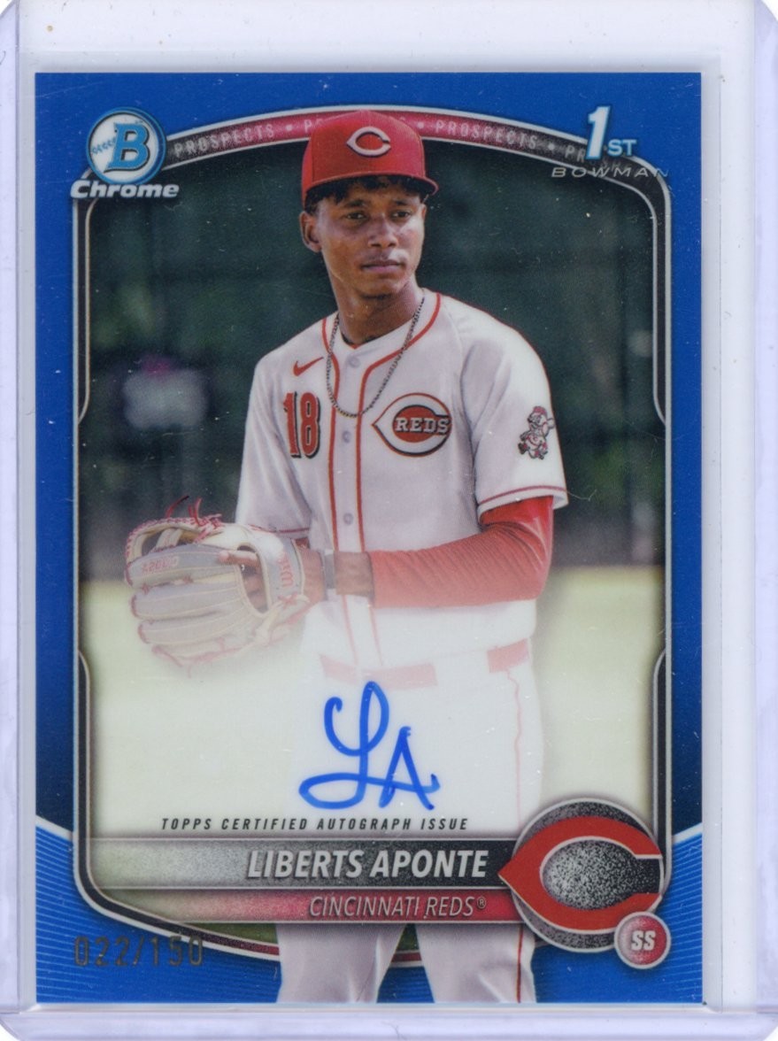 Liberts Aponte 2025 Bowman Chrome 1st Bowman Blue Refractor Auto /150