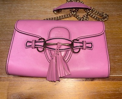 Authentic Gucci Horsebit Chain Shoulder Bag Fuchsia 