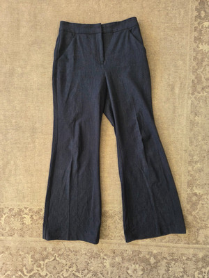 Express Editor Pants Denim Blue Editor Flare Trouser High Rise 2 Short Petite