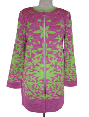 MISOOK Long Cardigan Jacket Pink Green M Women
