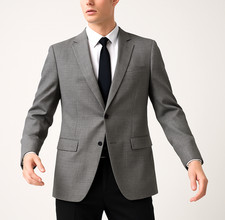 Tommy Hilfiger Men's Blazer Gray Plaid Sport Coat 55 Wool-45 Viscose Size 44R
