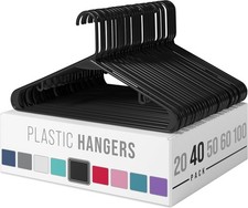 Plastic Clothes Hangers 40 Pack Black, Heavy Duty Durable Coat  Clothes Hangers