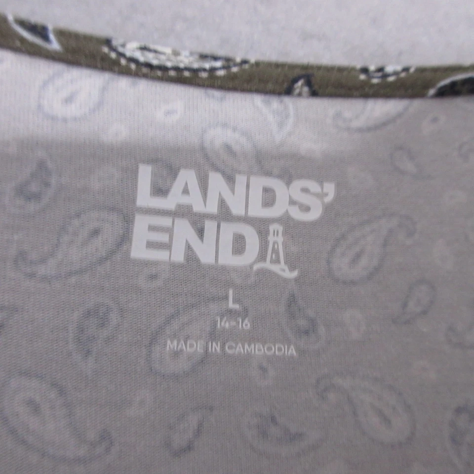 Lands End Dress Large Floral Green Maxi Tiered Paisley Pockets Cottage Core Boho - Image 4 of 4