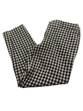 Talbots Hampshire Ankle Pant Women 10 Straight Leg Black White Check Chino